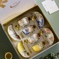 High-End Exquisite Coffee Cup and Saucer, Wedding Souvenir, Birthday Gift, Ceramic Couple Cup Gift Box, Tea Set Set