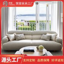 Cream style fabric toast sofa modern simple small apartment living room lamb velvet straight high back fabric sofa