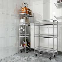 Stainless Steel Kitchen Nip Sewn Shelve Shelf Floor Multilayer Ultra Narrow Fridge Gap 20cm25 Wide Bathroom accommodating cart