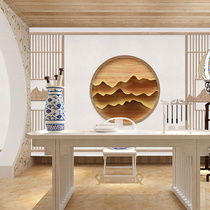 New Chinese style landscape decorative painting company front desk background wall office tea room living room wallpaper