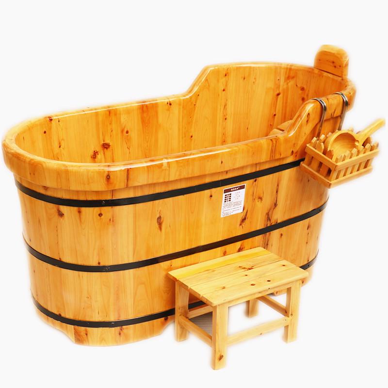 Cedar Wood Wooden Bath Tub, Full-Body Bath Tub, Solid Wood Bathtub, Adult Soaking Tub, Adult Wooden Bath Tub for Home Use
