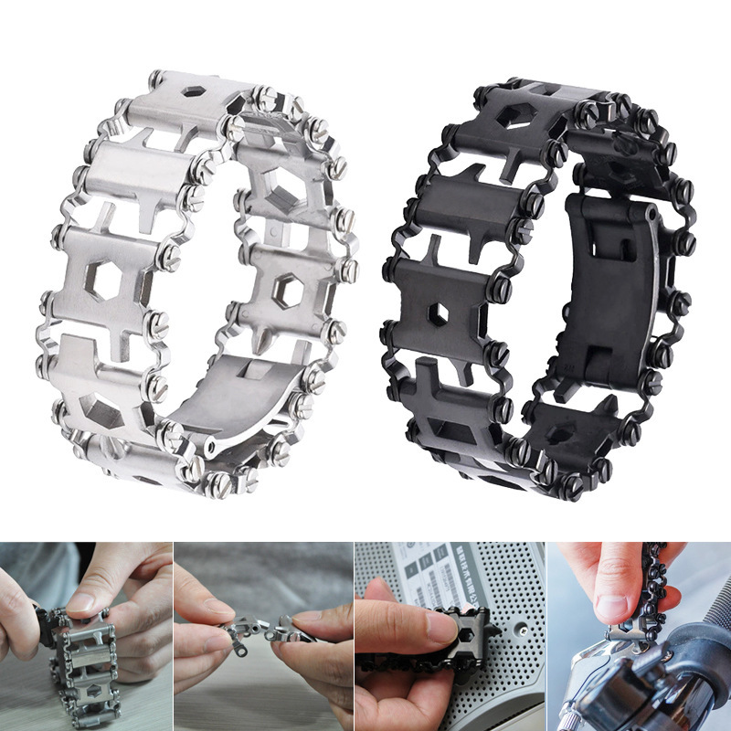 29-in-1 Tool Bracelet, Traveler's Multi-Functional Bracelet, Outdoor Emergency Stainless Steel Outdoor Tool Bracelet 29-in-1 Tool Bracelet, Traveler's Multi-Functional Bracelet, Outdoor Emergency Stainless Steel Outdoor Tool Bracelet