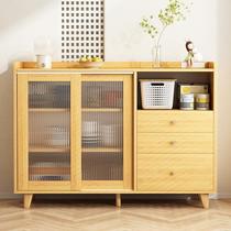 Solid wood sideboard modern minimalist living room storage cabinet kitchen tea cabinet cabinet Nordic storage cabinet integrated against the wall