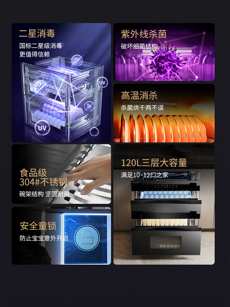 Royalstar Embedded Disinfection Cabinet Uv High Temperature Intelligent Drying Integrated Small Household Tableware Disinfection Cupboard