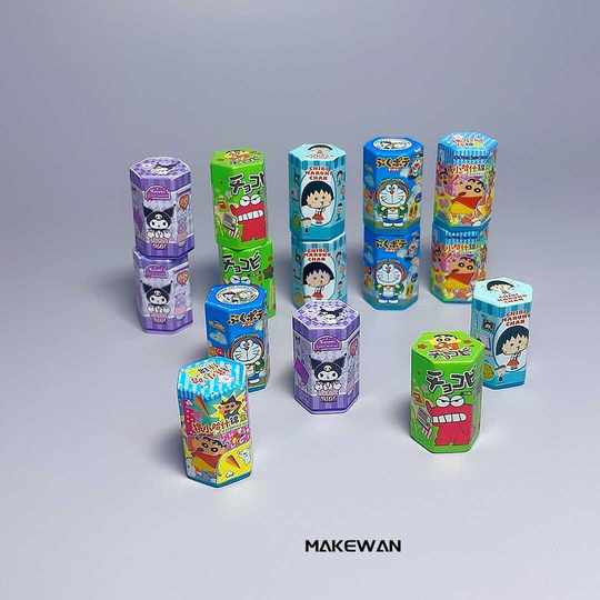 Simulation Mini-Lebensmittelspielzeug Kuromi Xiaoxin sechseckiges Crackerfass Supermarkt Convenience Store Snack DIY Ornament Spielzeug