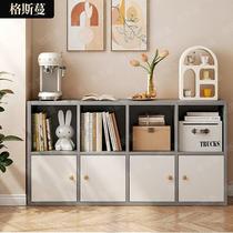 Bookcase Shelves Shelve Shelve Shelve Shelve Cabinet With Door Home Multilayer Plaid Cabinet Cream Wind Containing Cabinet