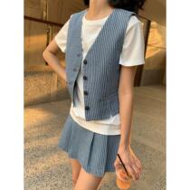 New high-end goods NEIEH2024 Thirteen lines of womens clothing trendy striped denim vest womens fashion womens outer wear K