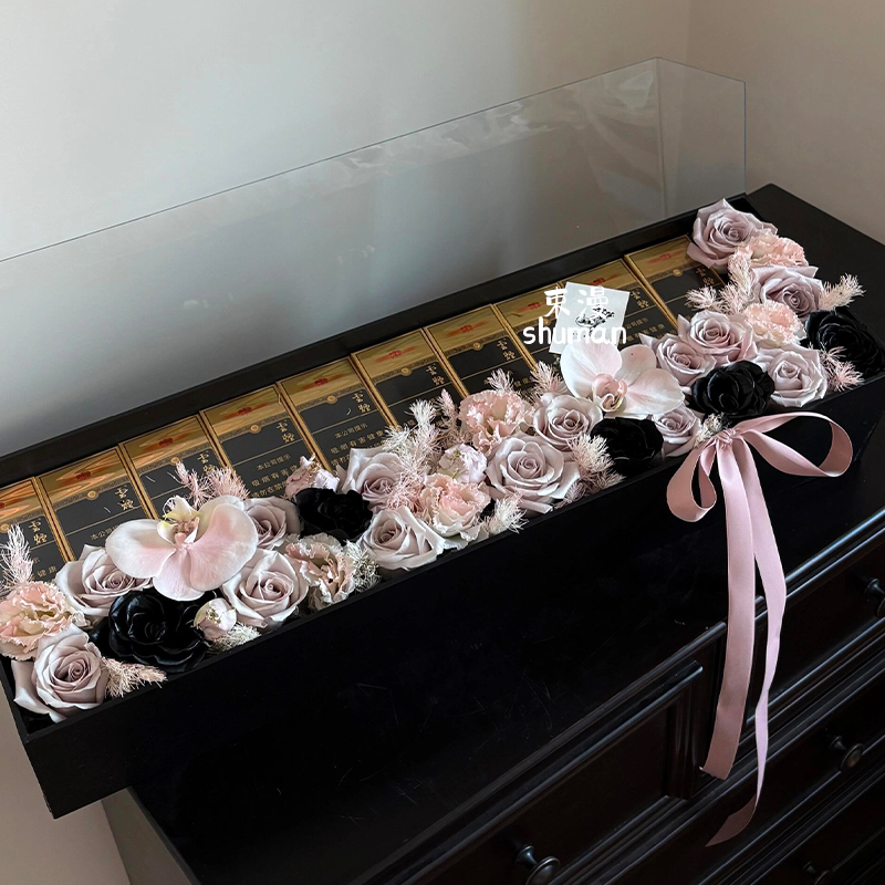 Lidong Limited Edition Cigarette Artificial Flower Bouquet Gift Box DIY Material Kit for Chinese Valentine's Day, Birthday Gift for Husband or Boyfriend