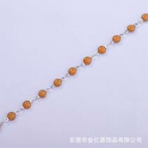 Jin Yiyuan 304 stainless steel punched powder drop glaze chain 6mm clip bead chain titanium steel diy handmade chain manufacturer