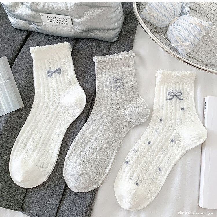 Ultra-Thin Gray Lace Socks for Women, Mid-Calf Socks, Summer Thin Socks, Hollow Mesh, Breathable, Bubble Edge, Princess Style Ultra-Thin Gray Lace Socks for Women, Mid-Calf Socks, Summer Thin Socks, Hollow Mesh, Breathable, Bubble Edge, Princess Style