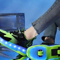 New internet celebrity childrens heelys shoes girls double-wheeled mens roller skates students deformed laces wheels detachable skating