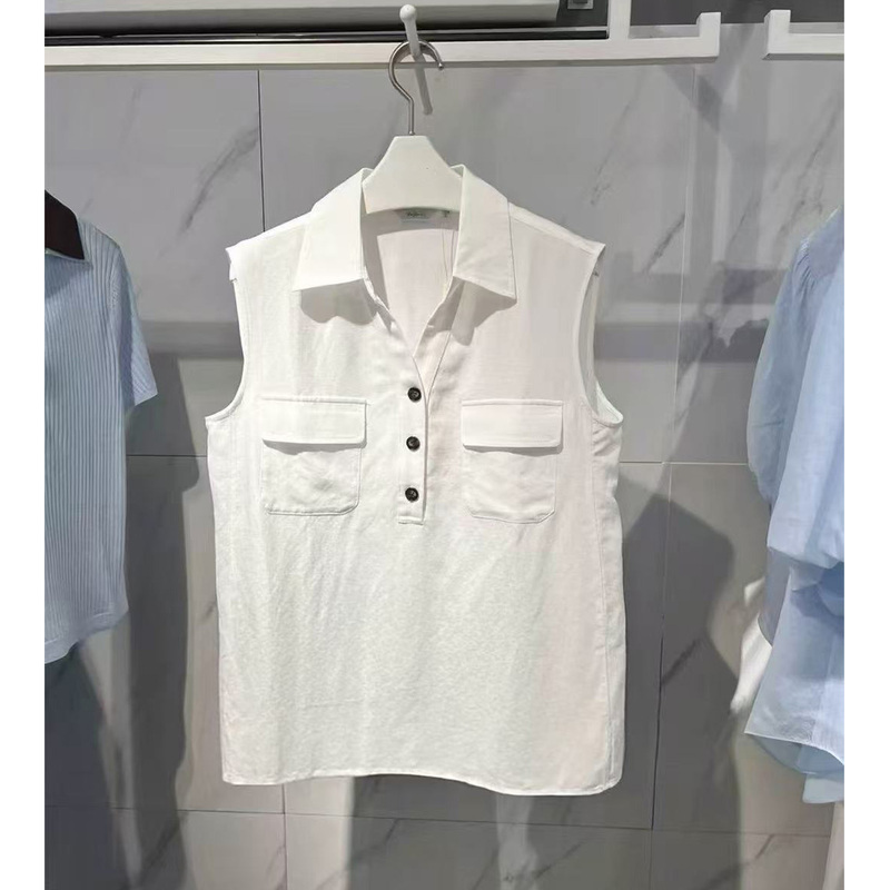 Mm Mai Mai 2026 Summer New Style Commuter Style White Sleeveless Shirt for Women, Loose Fit, Slimming, Versatile Top 4320241