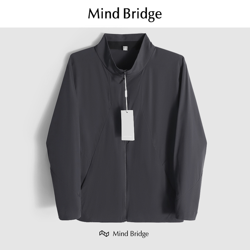 Mind Bridge2025 Spring and Summer Men's Stand-Up Collar Thin Jacket Outdoor Sports Casual Breathable Jacket Outerwear