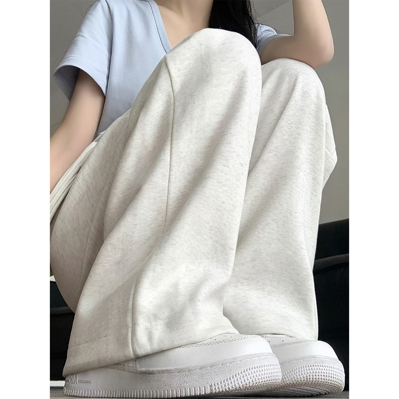 White Wide-Leg Sports Pants for Women, Autumn 2026 New Style, High-Waisted, Slimming, Petite, Fitness, Casual, Straight-Leg, Jogger Sweatpants White Wide-Leg Sports Pants for Women, Autumn 2026 New Style, High-Waisted, Slimming, Petite, Fitness, Casual, Straight-Leg, Jogger Sweatpants