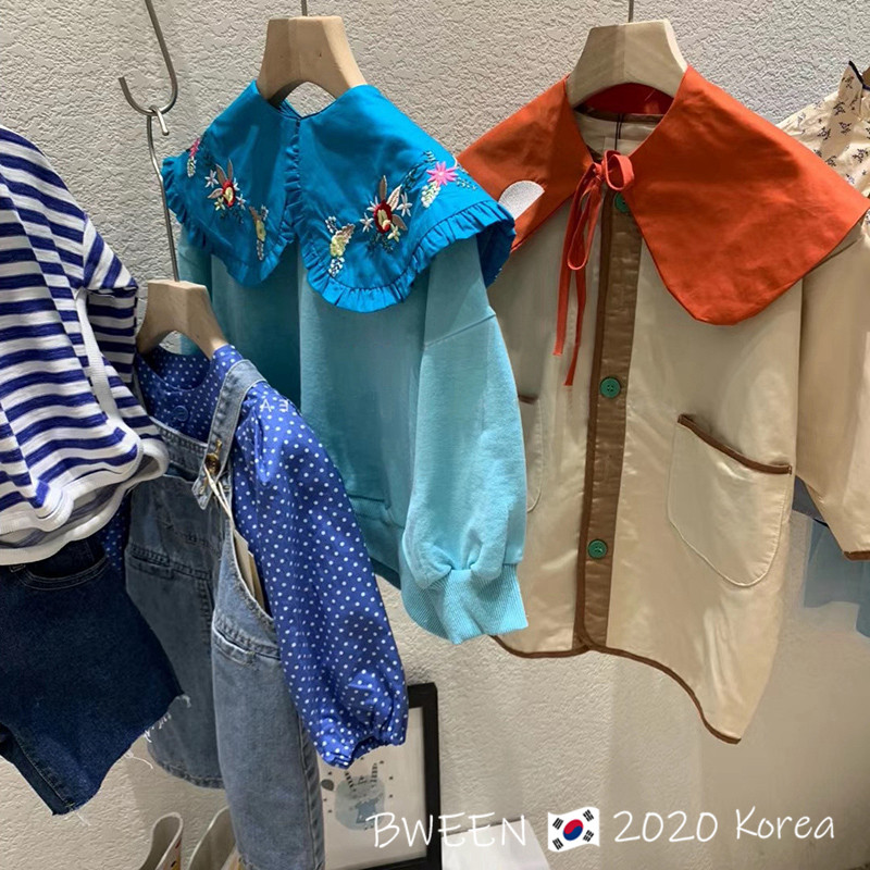 Korean version of children's clothing children's windbreaker 2022 autumn style Western style girls fashion lapel loose mid-length coat