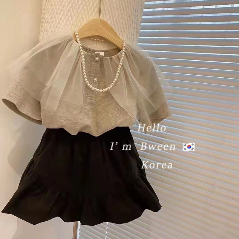 Special pro-Zika Fried Street 2022 Summer Korea Trendy Web Yarn Turnleading Mother Woman Dress Pure Cotton Girl Net Red T-shirt