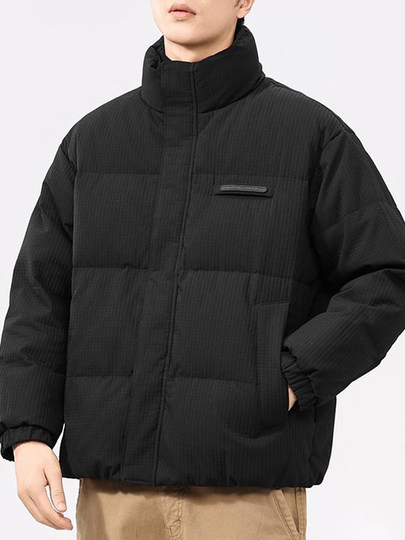 啄木鸟羽绒服男冬季2025新款肌理感立领加绒加厚面包服休闲外套K