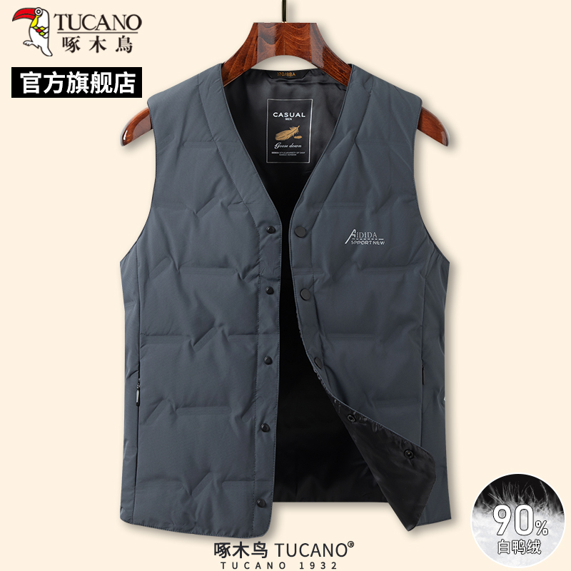 ウッドペッカー冬新作ダウンジャケットベストメンズ中高年暖かいライナーベストお父さんのウエストコートジャケットC