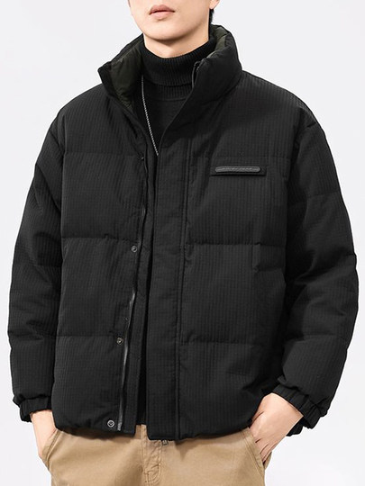 啄木鸟羽绒服男冬季2025新款肌理感立领加绒加厚面包服休闲外套K