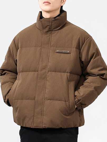 啄木鸟羽绒服男冬季2025新款肌理感立领加绒加厚面包服休闲外套K