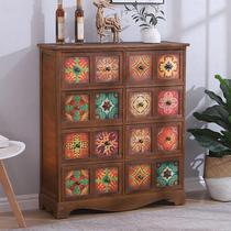 American bucket cabinet storage cabinet living room entrance cabinet balcony retro painted storage cabinet bedroom solid wood bedside