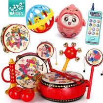 Baby toys can bite traditional old - fashioned wave drum baby hand ringing drum 0 - 1 years 3 - 12 months