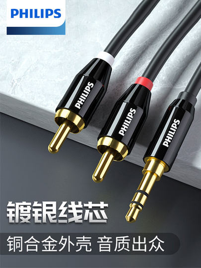 Аудиокабель Philips, один-на-два, с серебряным покрытием, 3,5 мм на двойной RCA-разъем, подходит для подключения компьютеров и мобильных телефонов к усилителям и сабвуферам, преобразование входа/выхода AUX, аудиокабель для подключения одного или двух динамиков.