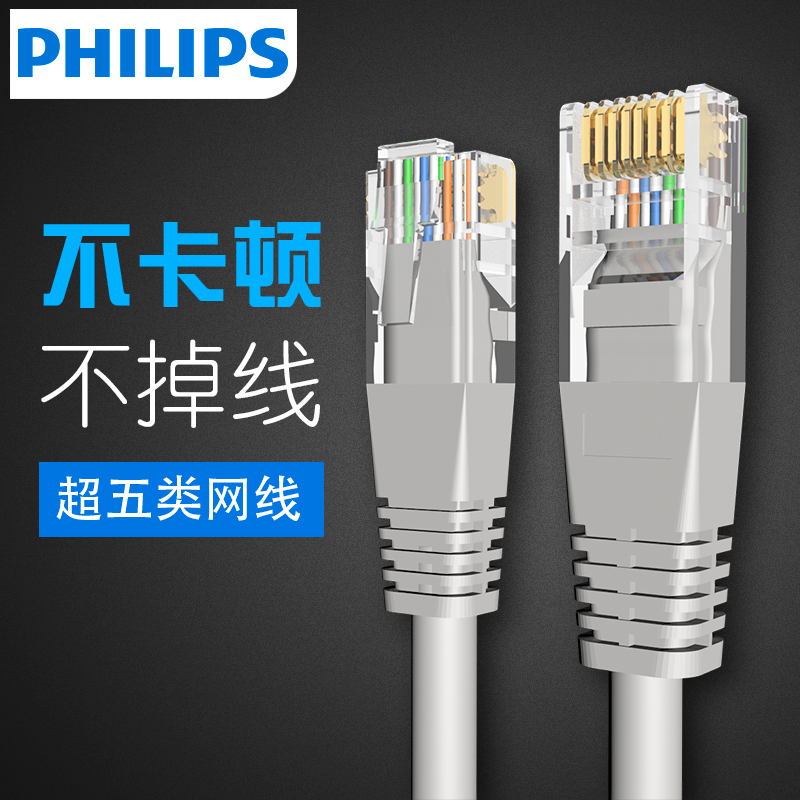 Philips Network Cable Category 5E Patch Cord Cat5E Home Office Computer Router Connection to High-Speed Network Broadband