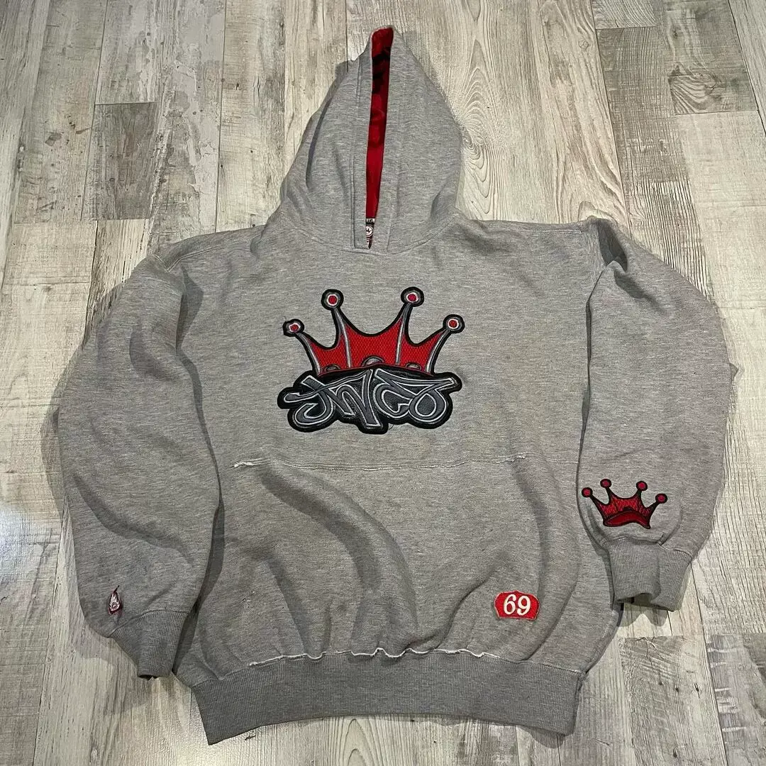 Американский худи с рисунком глаза дьявола JNCO, стиль Y2K, длинный рукав, толстый хлопковый тканевый хэлпер, модный худи