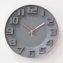 Un mot solide nordique penderie minimaliste horloge moderne ronde habitée chambre à coucher avec vasque pendaison horlogerie de quartz table de mur 12 pouces