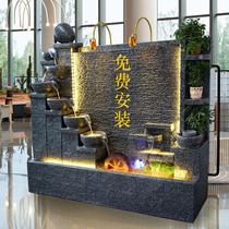 Large water curtain wall flowing water screen office entrance hotel decoration villa courtyard rockery fountain landscaping ornaments