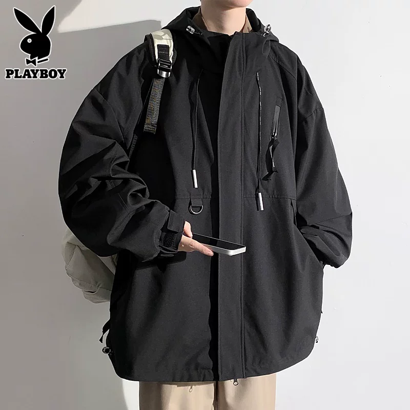 Плейбой, мужская куртка с капюшоном, демисезонное trench coat