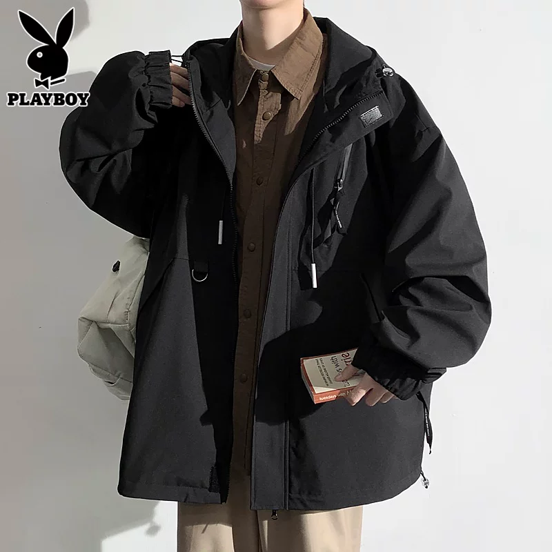 Плейбой, мужская куртка с капюшоном, демисезонное trench coat