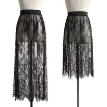 Women Sexy Mesh Lace Transparent Long Tulle Skirt Korean Fas