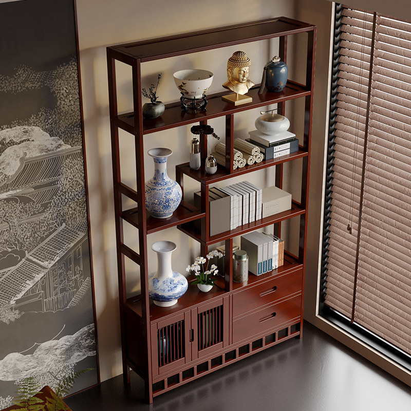 25年新中式博古架茶柜测评：茶具收纳+展示神器，茶室玄关都适用-旅游-淘宝好物网