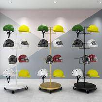 Helmet and hard hat display rack floor-to-ceiling workshop construction site hat holder rotating motorcycle home storage rack