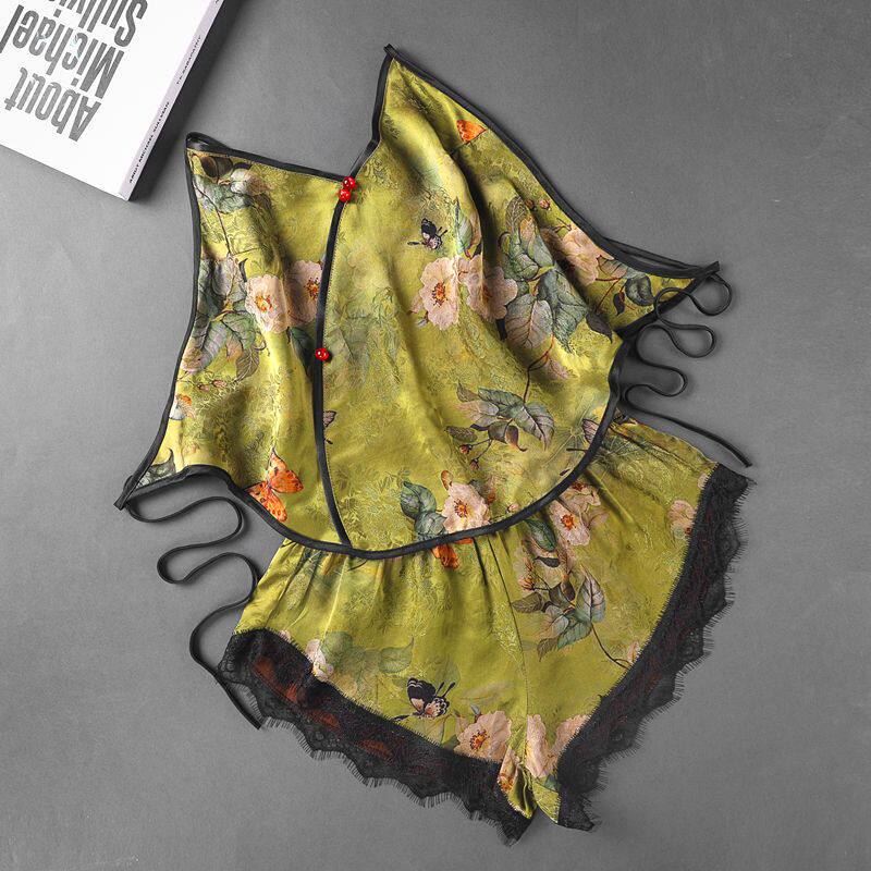 Xiangyun Silk V-Neck Silk Bellyband for Women, New Summer Style, Pure Desire Retro Style, Backless Sexy Lingerie, Thin Strap Design