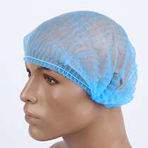 Double-ribbed disposable non-woven hat dust-proof and hygienic food and catering anti-hair loss mesh cap breathable enlarged strip hat