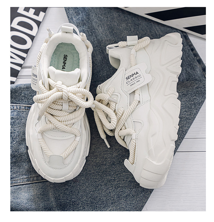 Папа обувь 森马老爹鞋男2026新款夏季厚底增高运动鞋网面透气潮流百搭小白鞋 Senma
