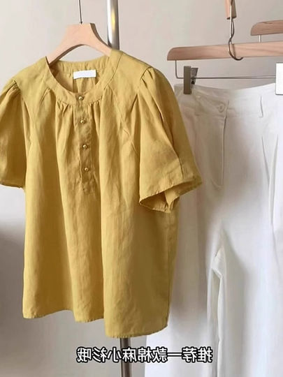 French Fashionable Short-Sleeved Shirt Summer Loose Lightweight Breathable Bottoming Shirt Niche Unique Chic Top for Women