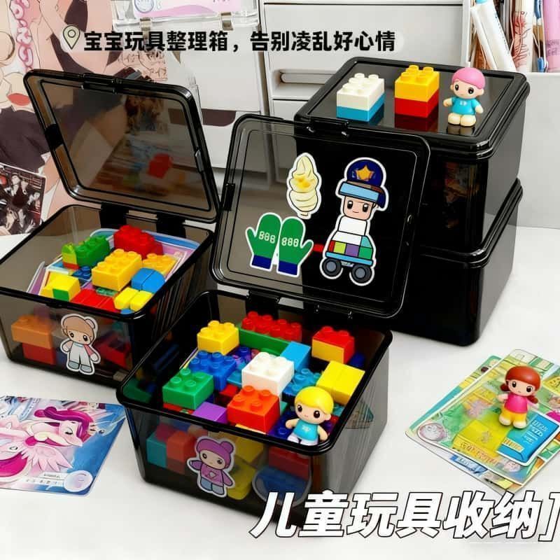 Card Storage Box, Flip-Top Organizer, Dust-Proof Multifunctional Desktop Organizer Box