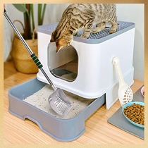 Cat litter shovel large long handle telescopic stainless steel bentonite shovel cat poop artifact pet cleaning supplies toilet pickup