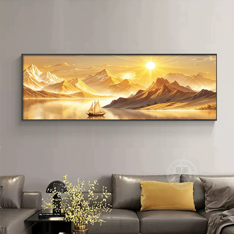Sunrise over the Golden Mountain Living Room Sofa Background Wall Decorative Painting, Smooth Sailing Bedroom Wall Art, Office Sunrise Hanging Painting Sunrise over the Golden Mountain Living Room Sofa Background Wall Decorative Painting, Smooth Sailing Bedroom Wall Art, Office Sunrise Hanging Painting