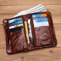 100% Genuine Leather Wallet For Men Vintage Wrinkled Short B