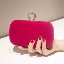 Rose Red Small Clutch Purse for Women Velvet High Quality La