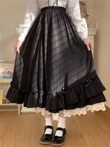 Black Long Skirts Women Japanese Kawaii Preppy Style Lolita
