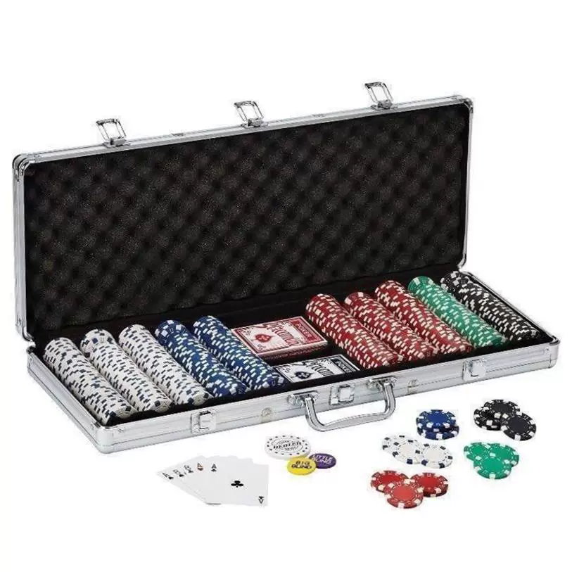 Покерный набор Texas Hold Em с алюминиевым кейсом, 500 фишек, стек Dice