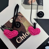 luna good things car pendant rose red love car hanging wool hand-woven smile keychain bag gift for women