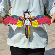 New new dynamic fishing rod kite childrens hand-held telescopic pole cartoon parent-child kite bird swallow parrot pendulum