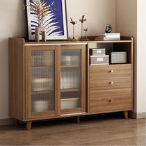 New Chinese style wood sideboard wine cabinet integrated wall modern simple tea cabinet kitchen storage cabinet storage cabinet